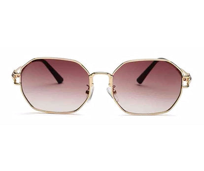 Golden Brown Hexagon Sunglasses for Men & Women