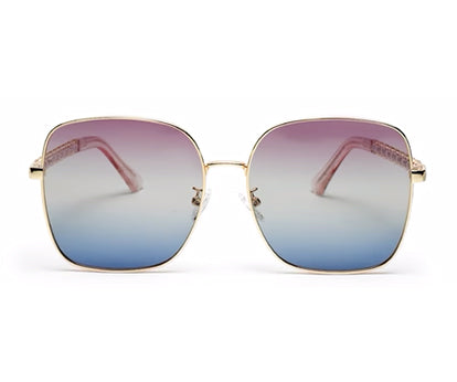 Gradient Purple Blue Oversized Square UV Protection Sunglass for Women