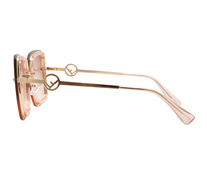Gradual Brown Pink Square Shaped UV Sunglass