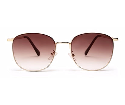 Gradual Brown Oval Shaped Sunglasses Metal Frame for Women