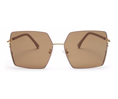 Light Brown Large Square UV Protection Sunglass for Women