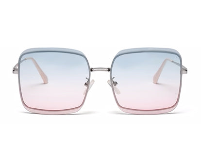 Gradual Blue Pink Square Shaped UV Sunglass