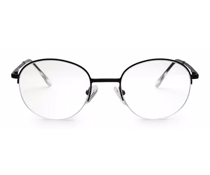 Black Half Rim Round Unisex Sleek Spectacles