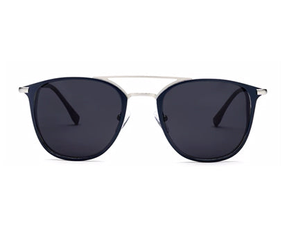 Blue/Silver Wayfarer Full Rim Metal Sunglasses