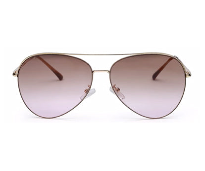 Golden Gradient Brown Pink Aviator UV Sunglass for Men and Women