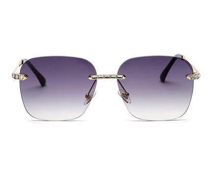 Gradient Purple Square Rimless Sunglass for Women