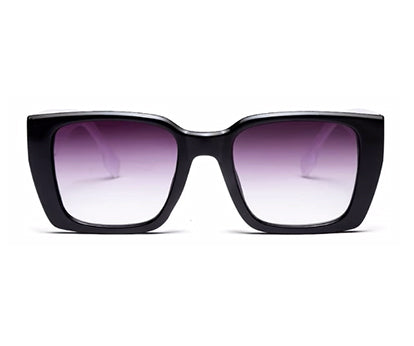 White Black Rectangle UV Sunglass for Women