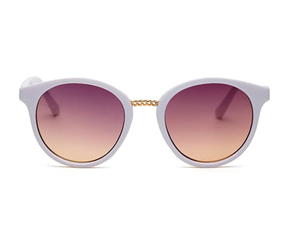 White Oval Full Rim Acetate Frame Sunglass for Women