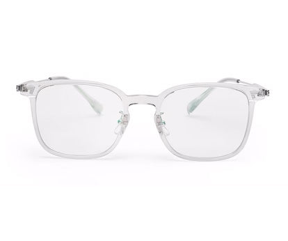 Titanium Transparent Silver Square Eyeglasses