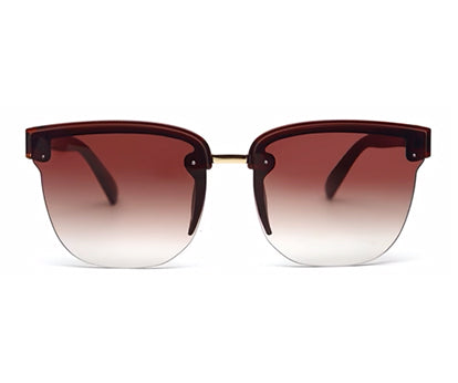 Dark Brown Clubmaster Half Rim with Gradient Black UV Sunglasses for Women