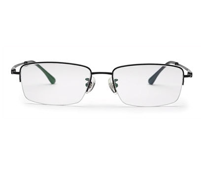 Zenith Titanium Half Rim Black Rectangle Glasses for Men