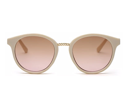 Beige Oval Full Rim Acetate Frame Sunglass for Women