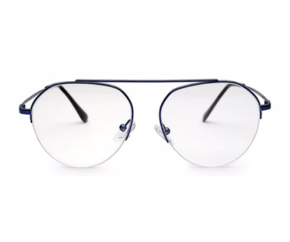Blue Half Rim Round Unisex Sleek Spectacles