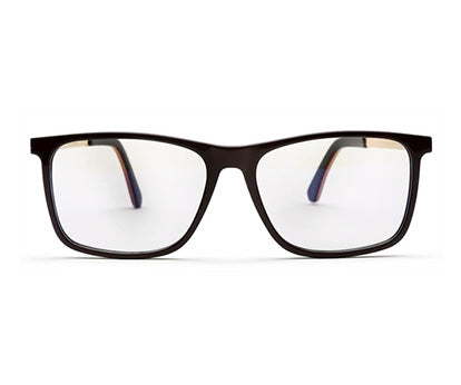 Dark Brown Gold Rectangle Eyeglasses for Men