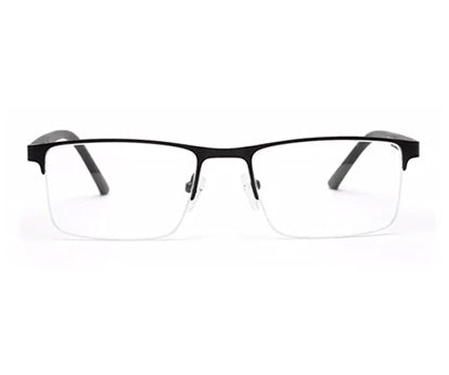 BLACK HALF RIM RECTANGULAR EYEGLASSES FOR MEN
