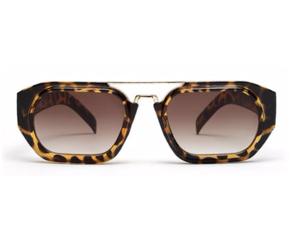 Tort Brown Rectangular Vintage  UV Protected Sunglass