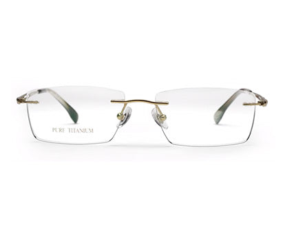 Zenith Titanium Specs without Rim with Golden Brown Temple for Men