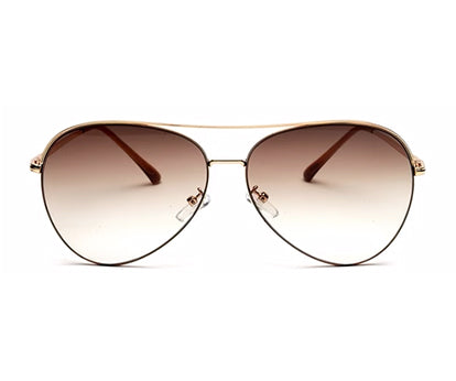 Golden Aviator Full Rim Metal Frame with Gradient Brown UV Sun Lens