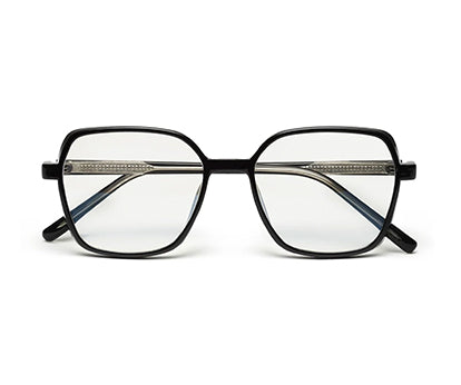 Black Glossy Square Shaped Eyeglasses - Computer Spex (Zero Power)