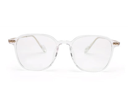 Square Shaped Stylish Transparent Glasses with Golden Temples