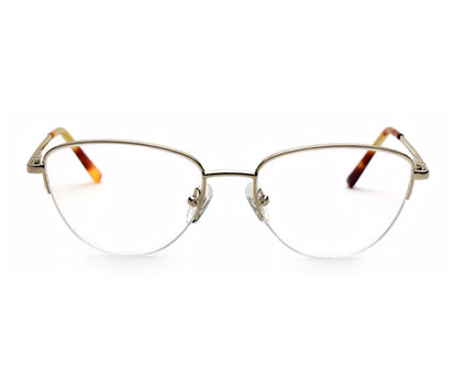 Gold Tort Half Rim Cateye Women Sleek Spectacles