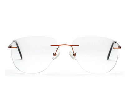 Rimless Square Rose-Gold Spectacles with Circular Edges