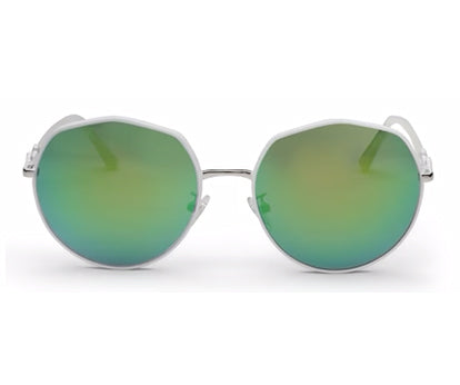 Blue-Green Mirrored Oval 400UV Protected Sunglasses For Women
