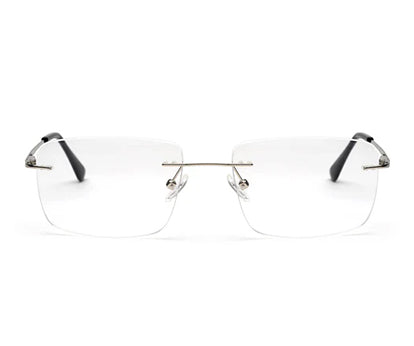 Rimless Silver Rectangle Spectacles Frames