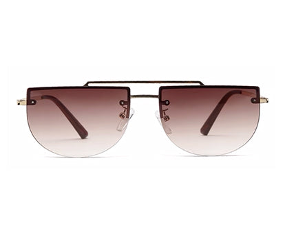Gradient Brown Half Oval UV Sunglass