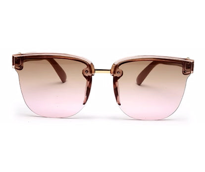 Brown Clubmaster Half Rim with Gradient Brown UV Sunglasses for Women