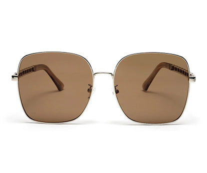 Brown Large Square UV Protection Sunglasses for Women