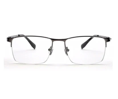 Gunmetal Half-Rim Titanium Rectangle Eyeglasses for Men