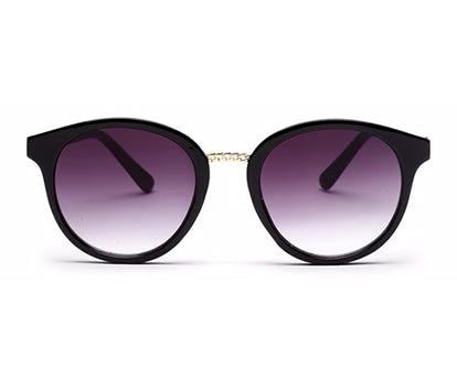 Black Oval Full Rim Acetate Frame with Gradient Grey UV Sunglass for Women