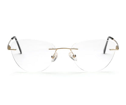 Rimless Golden Cateye Spectacles