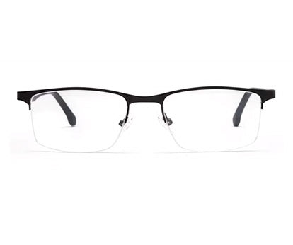 Black Rectangle Half-Rim Glasses for Men
