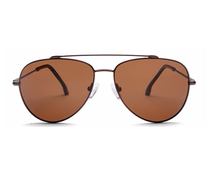 Brown Aviator Full Rim Metal Sunglasses