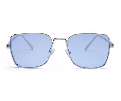 Blue Metal Square UV Sunglass for Women and Men