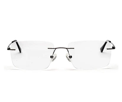 Rimless Metallic Silver Rectangle Spectacles