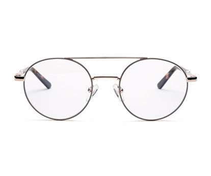 Grey Gold Round Eyeglasses for Men and Women
