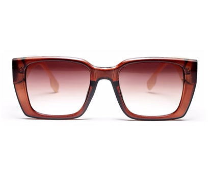 Beige Brown Rectangle UV Sunglass for Women