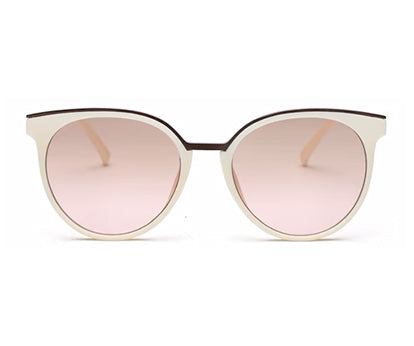 Beige Oval UV Sunglass for Women