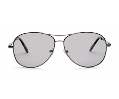 Dark Grey Black Metal UV Protected Aviator Sunglasses