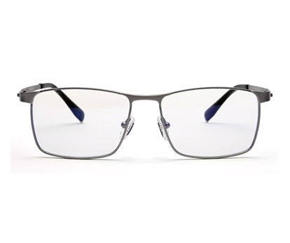 Silver Titanium Rectangle Eyeglasses for Men