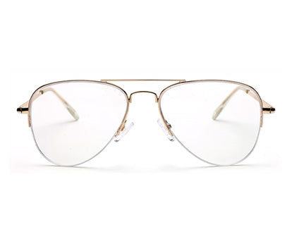 Gold Half-Rim Aviator Eyeglasses for Men and Women