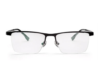 Zenith Titanium Half Rim Black Glasses with Edgy Cuts