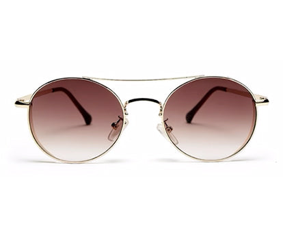 Gradual Brown Round Shaped UV Sunglass