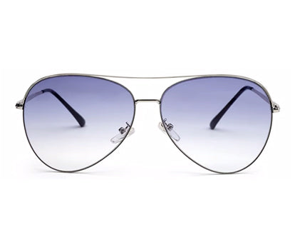 Silver Frame Gradient Blue Aviator UV Sunglass for Men and Women