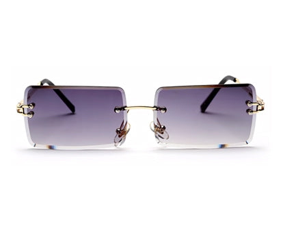 Gradient Purple Rimless Rectangle Sunglass for Men and Women