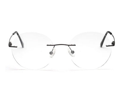 Rimless Black Round Spectacle Frames