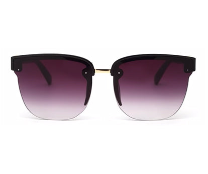 Black Clubmaster Half Rim with Gradient Black UV Sunglasses for Women
